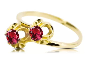 14K жълто злато Рубин Пръстен Винтидж vrc266y